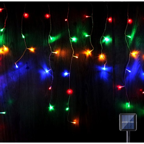 480LED 16.25m Icicle Lights - Multi Colour Solar (Clear Cable)